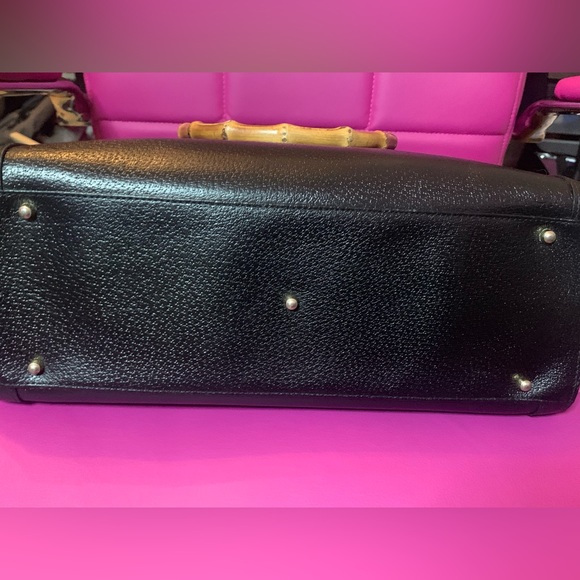 Gucci Black Leather Bamboo Handle Bag - Picture 2 of 11